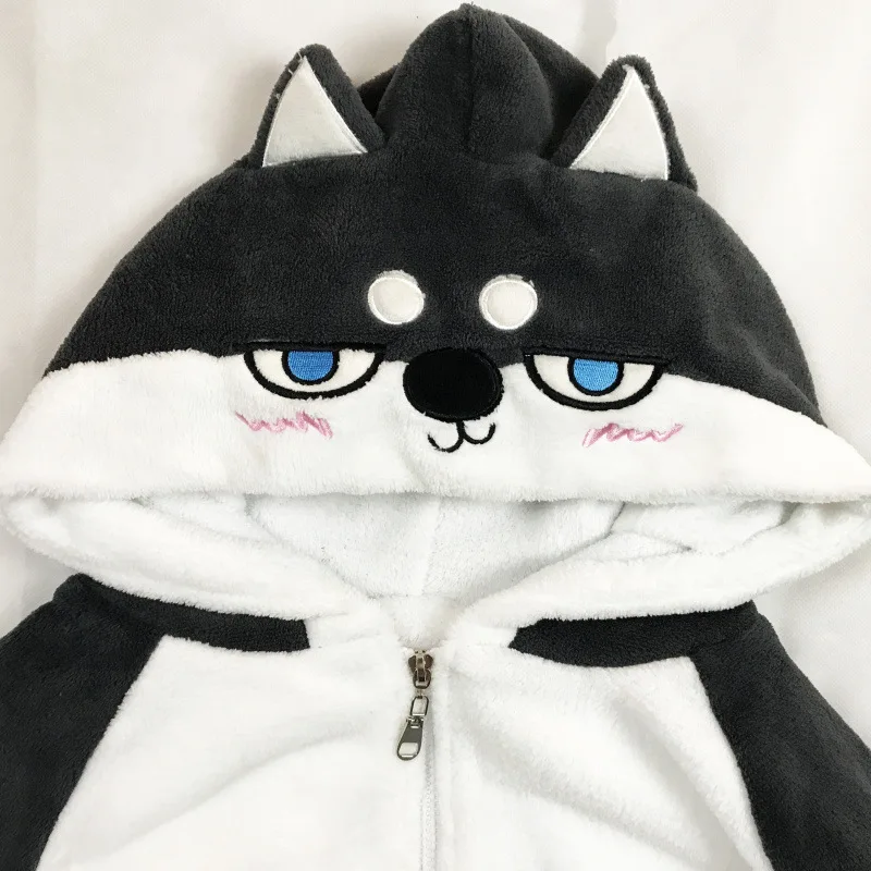 New Kawaii Cartoon Husky Hoodies Women Long Sleeve Hooded Sweatshirt Cute Jackets Christmas Coat Cosplay Fleece Overcoat Girl