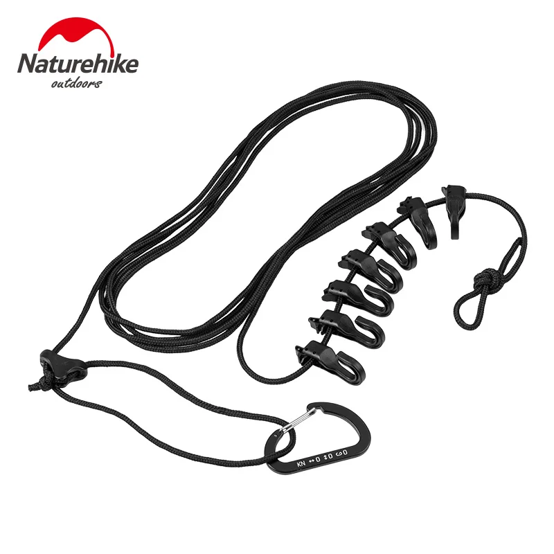 Naturehike 4.3m Hanging Rope Sling Multi-purpose Adjustable Clothesline Anti-skid Canopy Sling Camping Tools Hooks Awning Rope