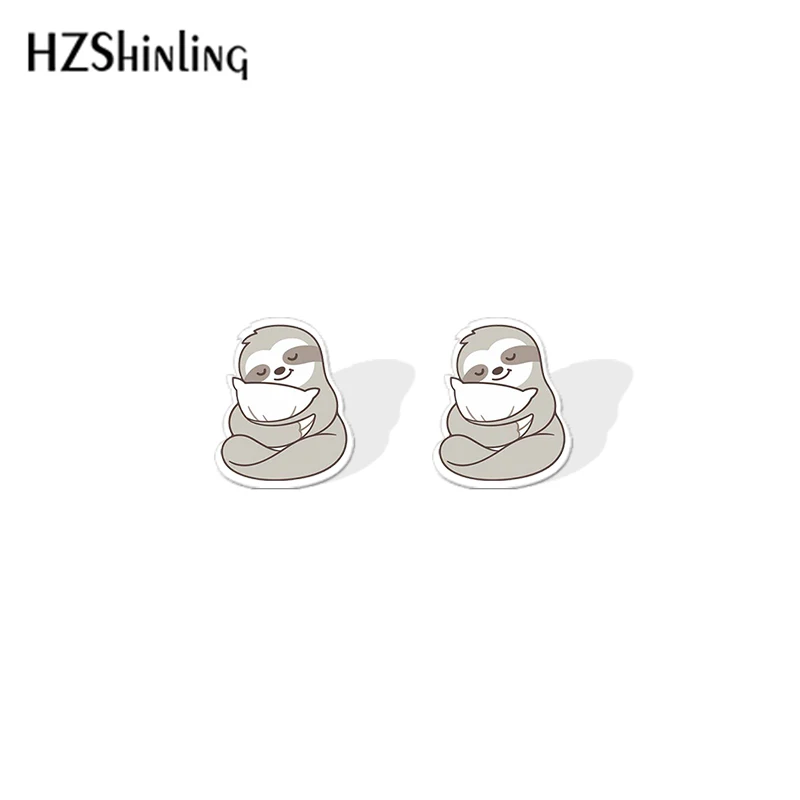 2019 New Funny Sloth Acrylic Earrings Lazy Animal Earrings Handmade Epoxy Stud Earring Gifts Girl