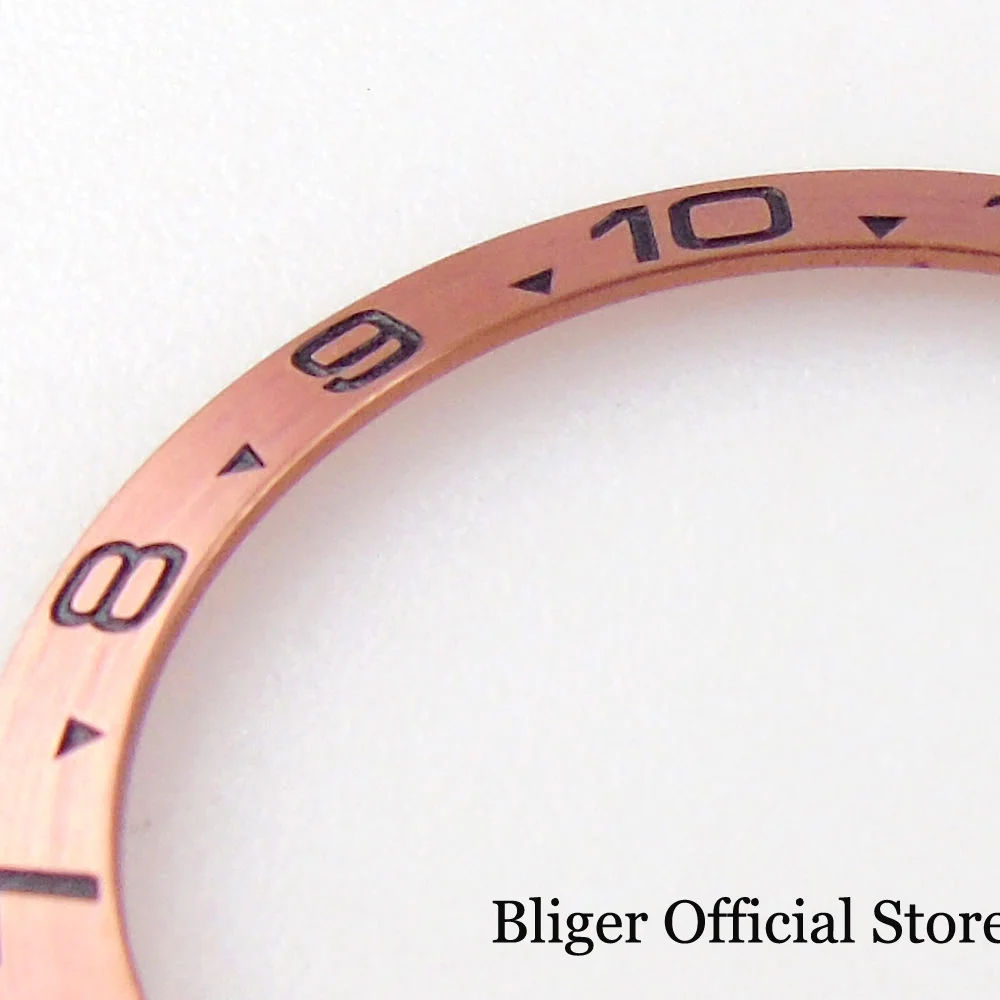 BLIGER 12 Hours Silver Gold Slope Watch Bezel Insert Aluminum Alloy 38mm*30.6mm fit GMT Mens Watch Parts