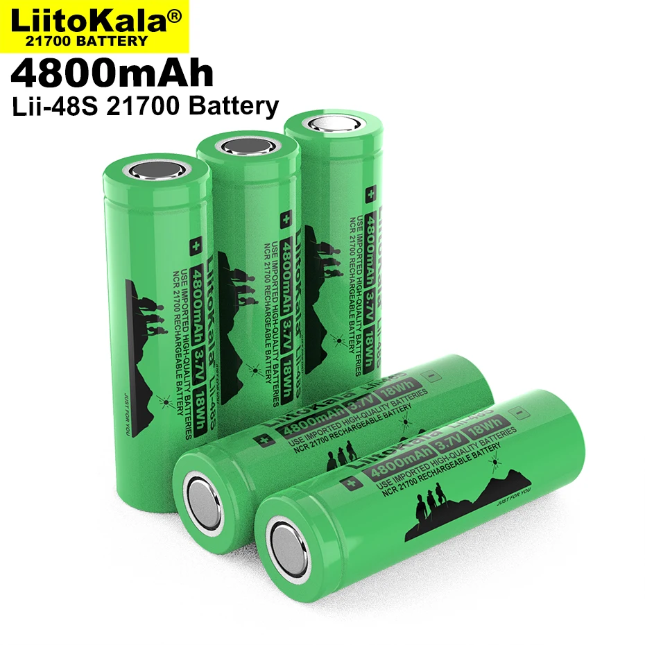 4PCS LiitoKala Lii-48S 3.7V 4800mAh 21700 Battery 9.6A Power 2C Rate Discharge Ternary Lithium batteries DIY Electric Bicycle