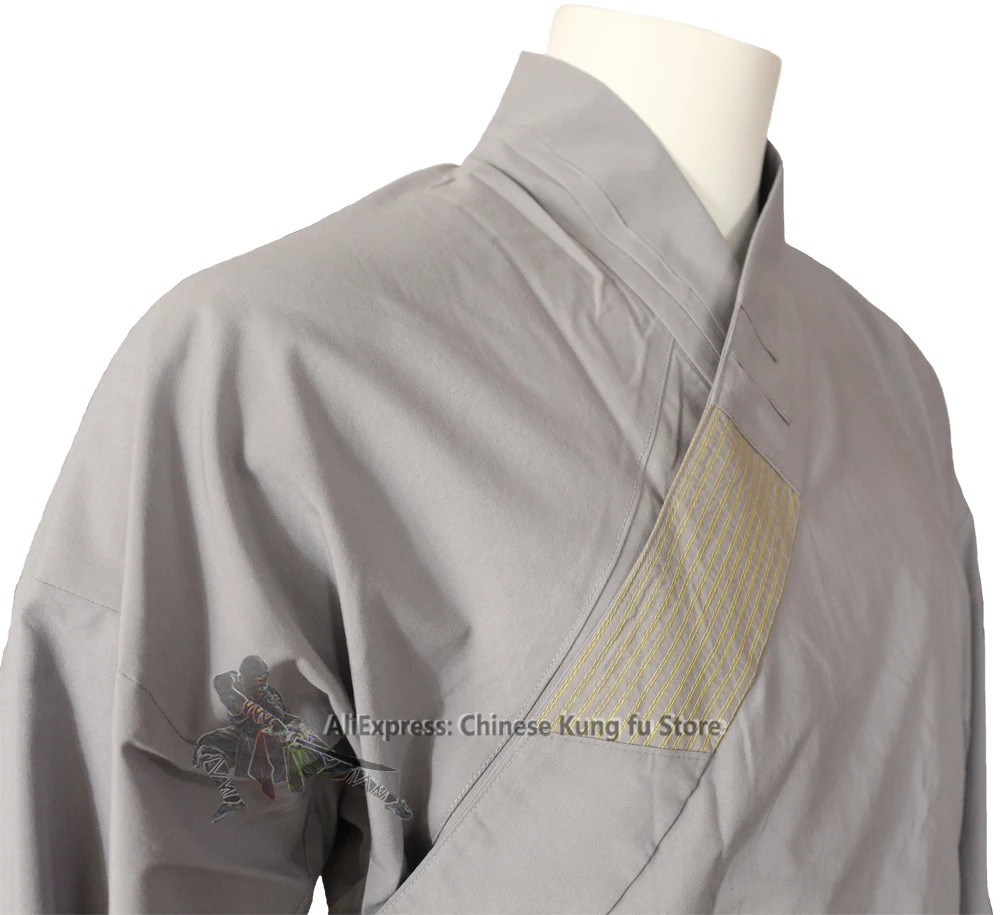 Shaolin Monk Kung fu Uniform Wushu Martial arts Tai chi Suit Wing Chun Clothes Gray Cotton