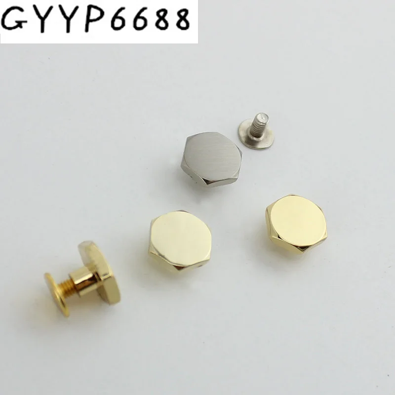 

10pcs 50pcs hexagonal punk rivets stud hardware with screw for bags shoes wallets belts bracelets decorative rivet