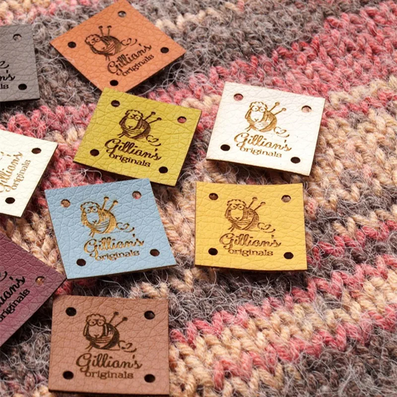 

30pcs Labels for clothing personalized logo Sewing leather tags for handmade items Square knitting crochet label DIY Accessories