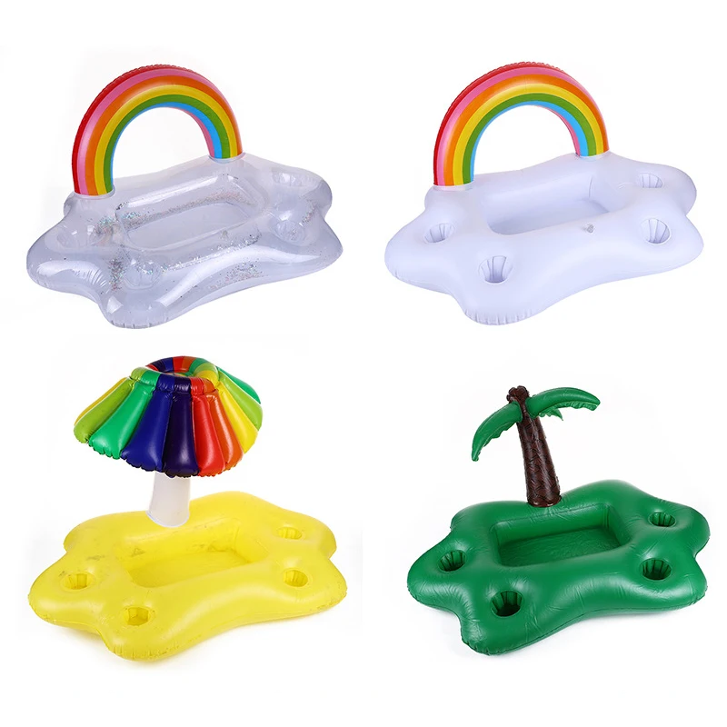 Posavasos inflable de 4 agujeros para adultos, bote de coco, unicornio, portavasos flotante para piscina, Cola, juguetes de playa para agua, novedad