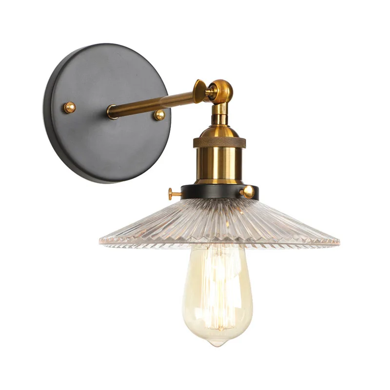 

Industrial old-fashioned single-wall transparent glass lampshade retro nostalgic American country decorative wall lamp WF1016