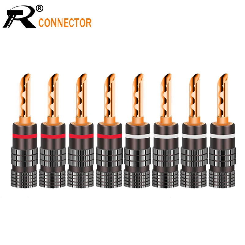 8PCS Gun Metal HIFI Banana plug 24K Gold Plated Copper BFA 4mm Banana connector Male Speaker plug