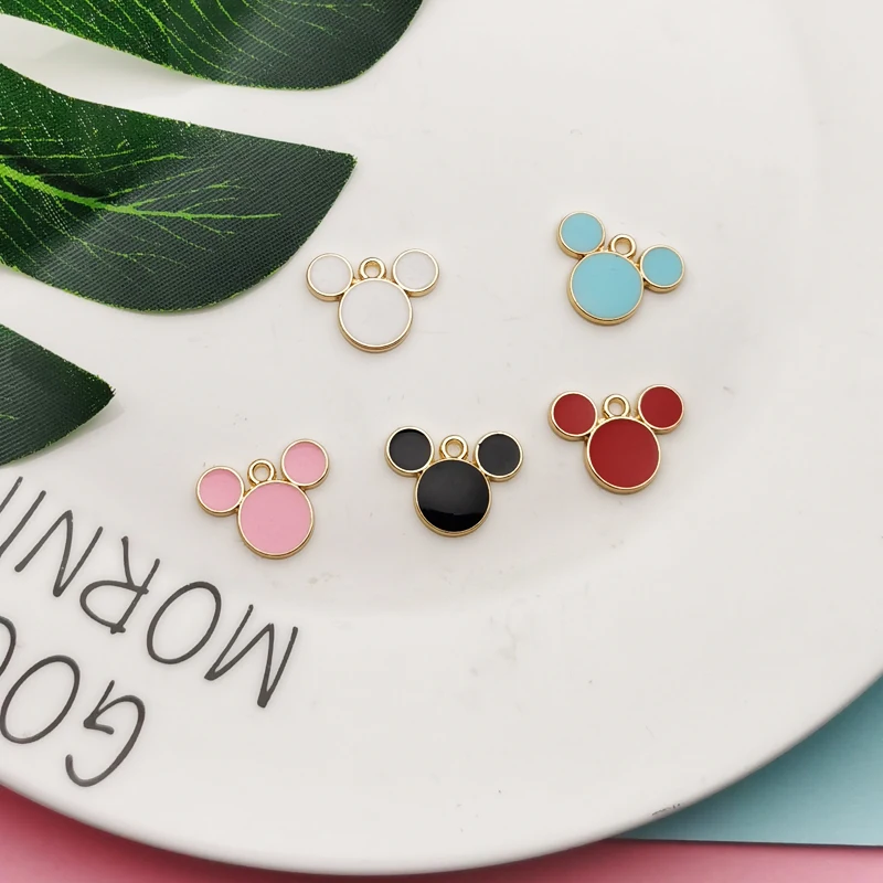 20 Buah Drop Oil Mickey Kepala Berbentuk Enamel Jimat Liontin Cocok DIY Anting Gelang Mengambang Rambut Perhiasan Aksesori Hadiah 14*20Mm