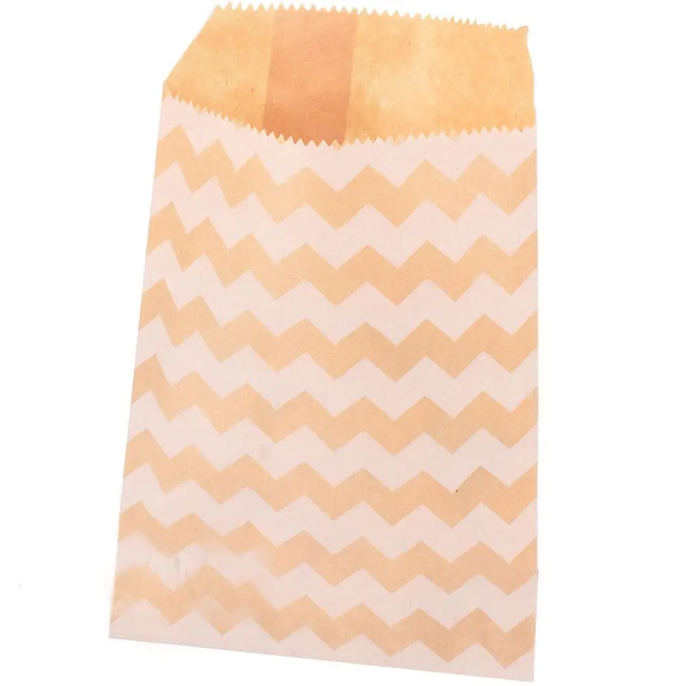 15CM*10CM 50pcs Party Baking Wrapping Supplies Wave Dot Candy Biscuit Bags Kraft Paper Bag Packing Pouch Popcorn Bag