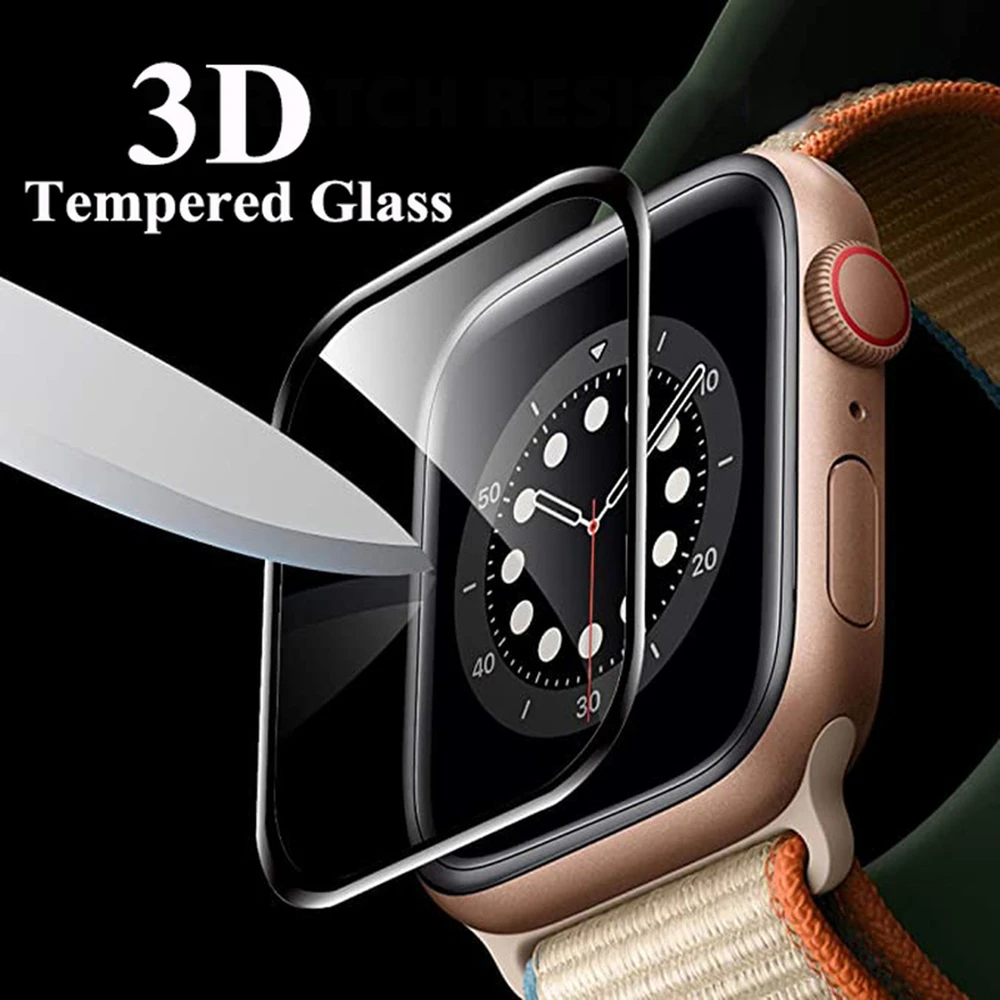 3D Tempered Glass For Apple Watch Series 3 2 1 42mm 38mm  HD Full Cover Screen Protector For Apple Watch 4 5 6 SE 40mm 44mm