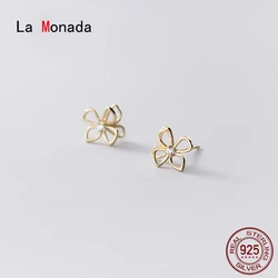 La Monada Double Flower Stud Earrings For Women Silver 925 Minimalist Fine Women Earrings Jewelry Stud Earrings 925 Silver