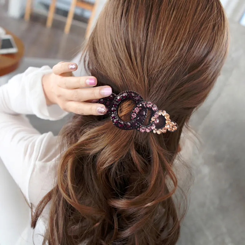 Fashion Girl Rhinestone Hair Claw Tree Leaf Geometric Imitation Barrettes Hairpin Retro Crystal Hair Clips Wome Hair Accessories