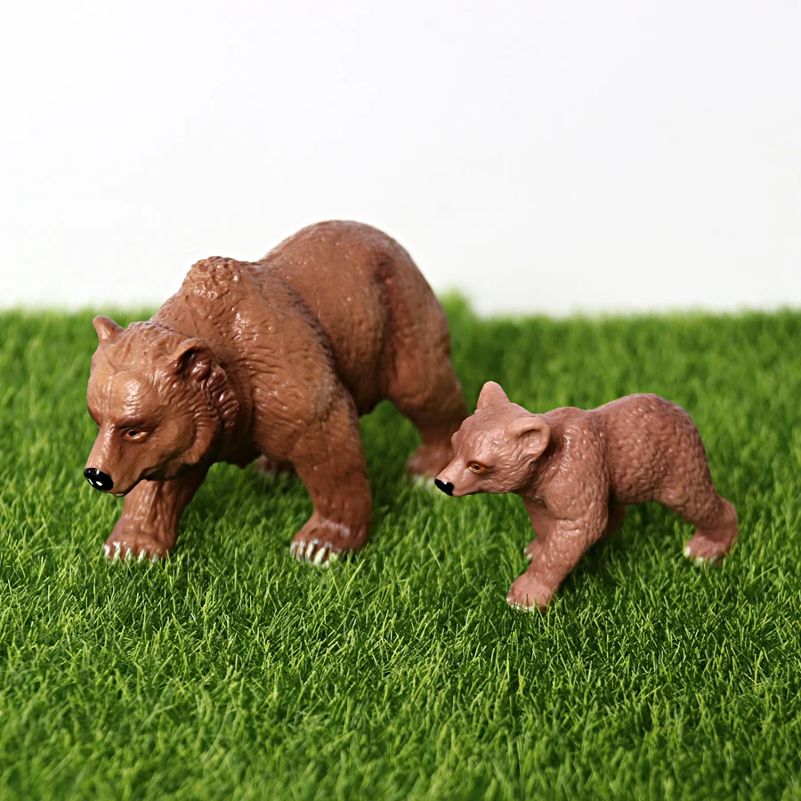 Figuras realistas de oso marrón de animales del bosque para Aprendizaje de ciencia natural, oso negro, criatura del bosque, suministros para fiestas, adornos para pasteles