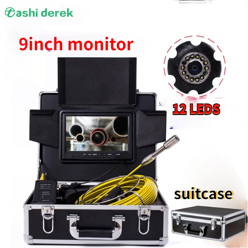 

WP90A 9Inch Lcd Monitor Pipe Pipeline Inspection Camera 20m 50m 165FT Cable Drain Sewer Industrial Endoscope 110 degree camera