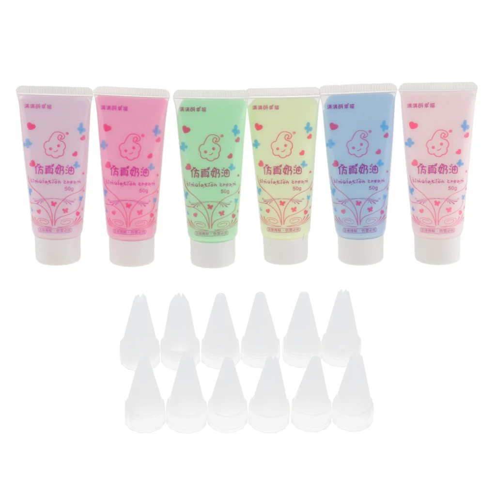 6 Pieces Fake Whipped Cream Clay Kawaii Cell Phone Case Decoration DIY Craft Supplies 50g