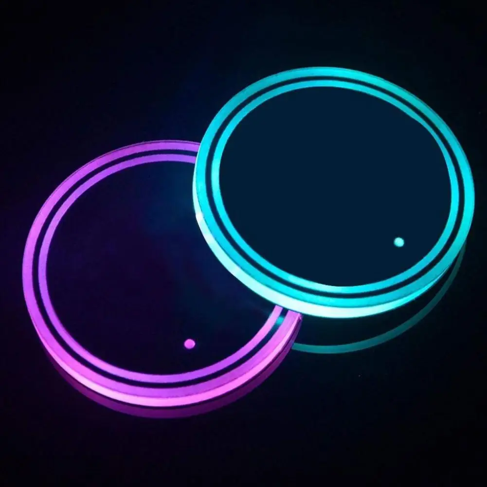 

Universal LED Car Cup Holder RGB Light Mat Pad Drink Coaster Interior Decoration Colorful Atmosphere Light