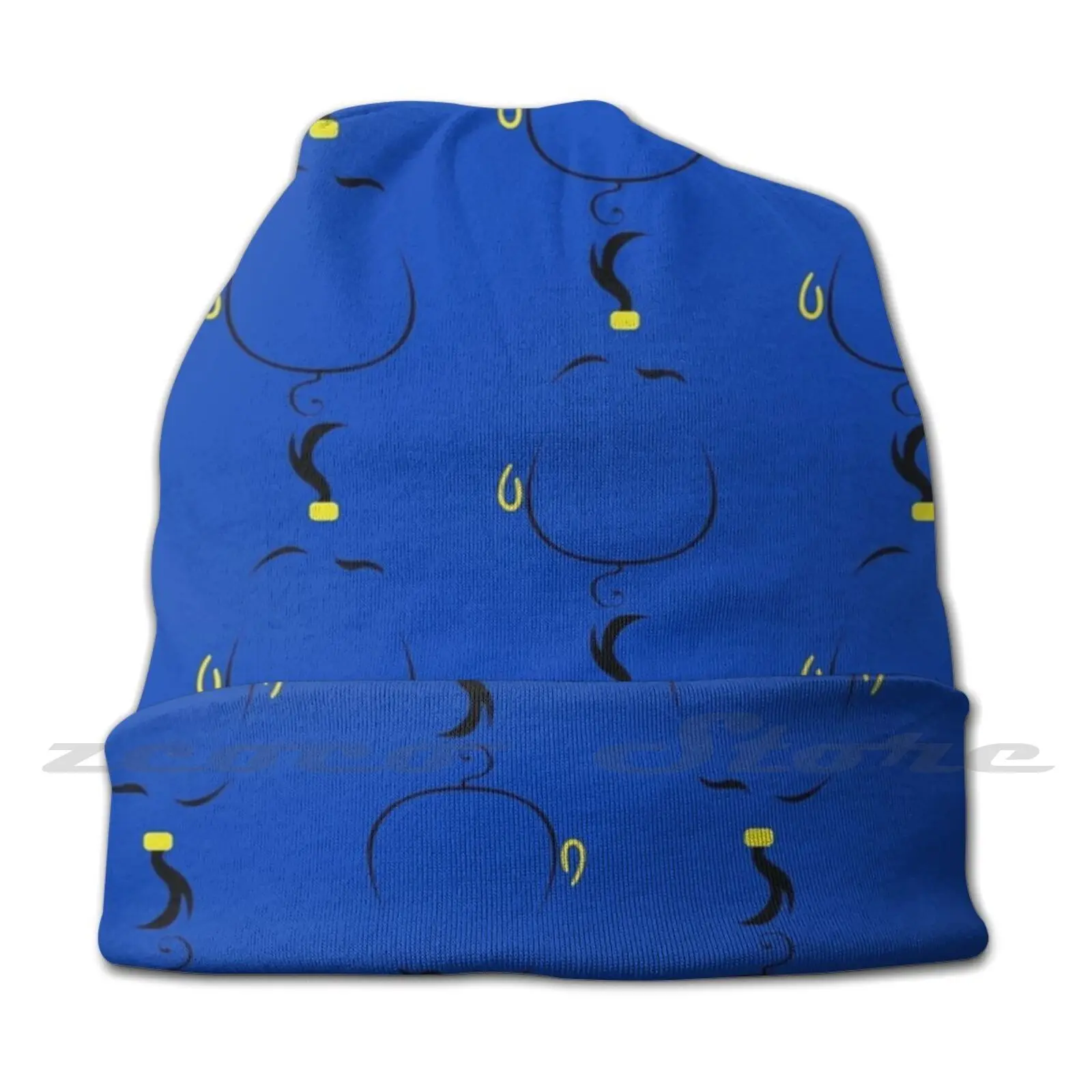 Genie Personalized Pattern Knit Hats Plus Size Elastic Soft Cap Aladdin Genie Aladin Minimalist Animation Hair Style Genie