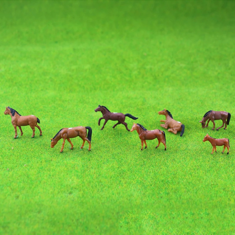 5PCS HO N Scale Animals Model Horse Cow Painted Model Farm Sand Table Material Train Layout 1/87/150