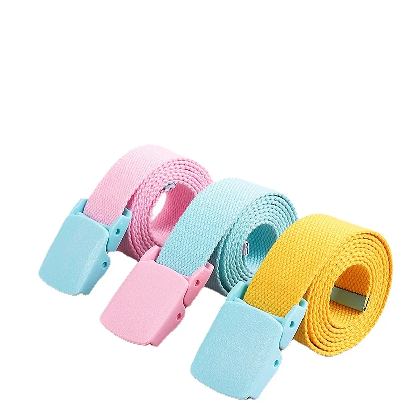 New Plastic Buckle Woven Canvas Belt Child Kids Canvas Belt For Boys Girls Adjustable Children Belts Jeans Pants Students Belts