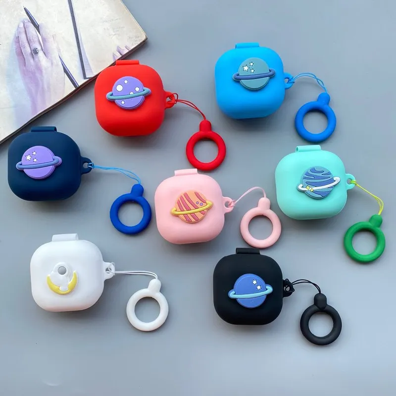 For Samsung Galaxy Buds Live Case Planet Earphone Case for Galaxy Buds Live Cover Non-slip Silicone Protect Case with Ring
