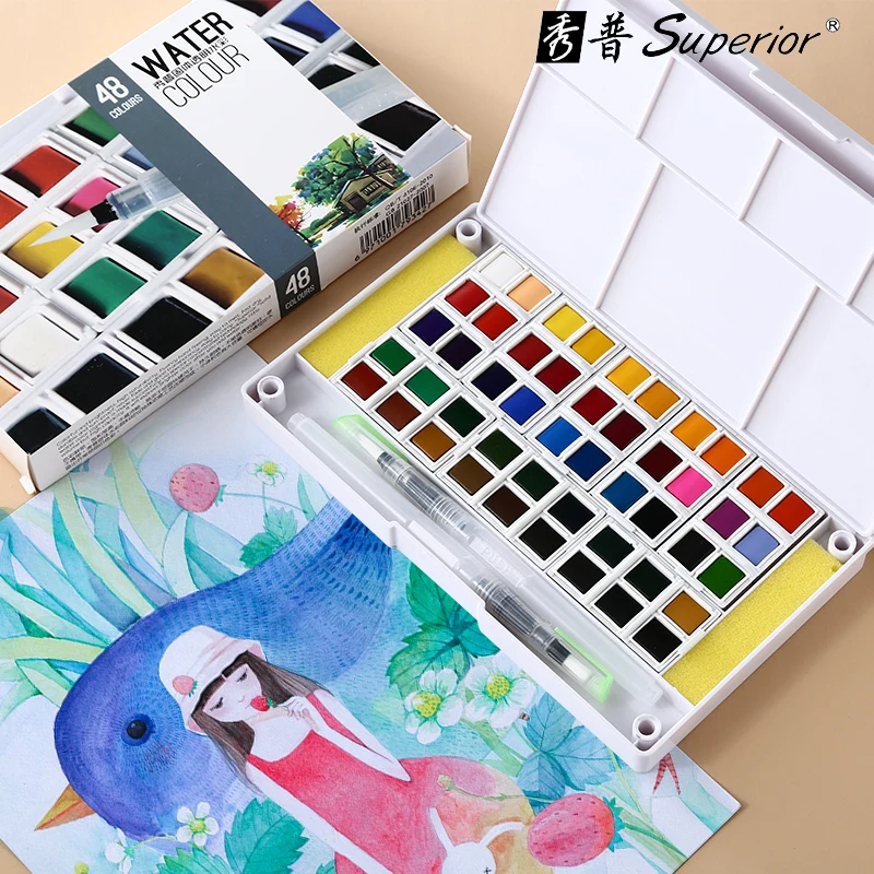 Superior 12/18/24/30/36/40/48Color Transparent Solid Watercolor for Beginner Painting Water Color Pigment Art Supplies Hot Sale