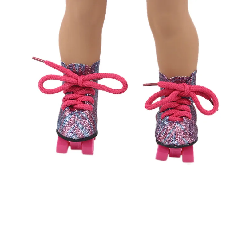 Chaussures de patins en beurre pour fille américaine, accessoires de jouets NenDESIGN, articles pour nouveau-nés, 7.5 cm, 18 po, 43 cm