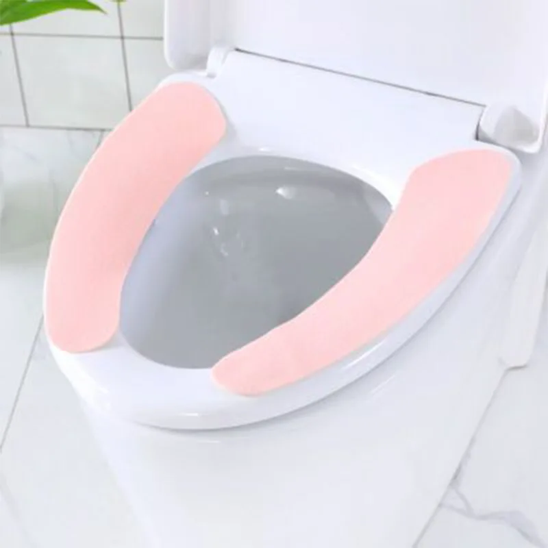 Portable Reusable Warm Plush Toilet Seat 4 Color Cuttable Washable Toilet Cover Set Warm Sticky Toilet Mat Seat