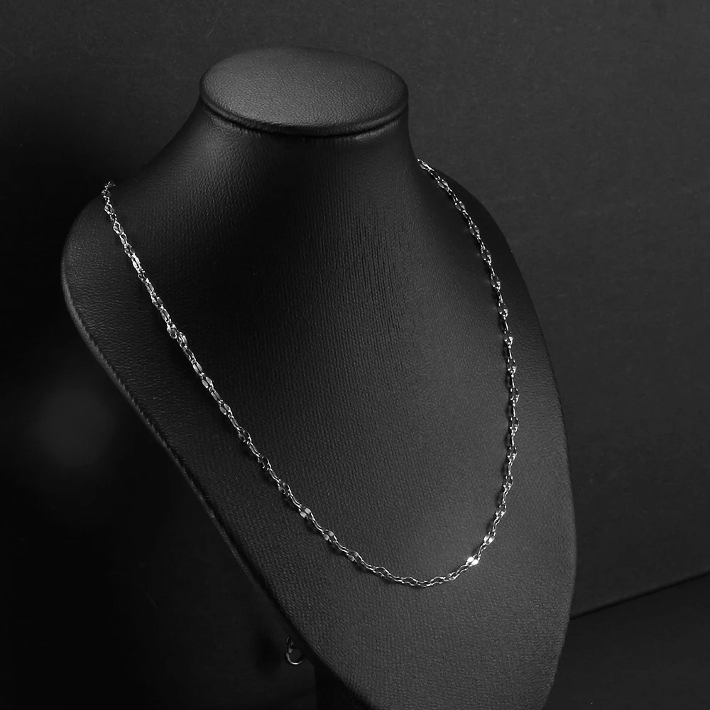 1 Piece 316L Stainless Steel Necklace for Women Simple Silver Link Chain Chokers Jewelry Accessories Friends Gifts