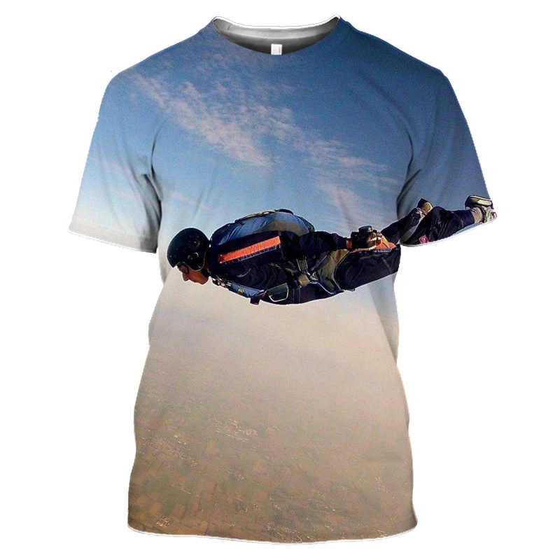 2021 parachute men\'s T-shirt 3D printing Retro Skydiving T-shirt Parachuting Skydive Tee Tops Paragliding Homme Shirt