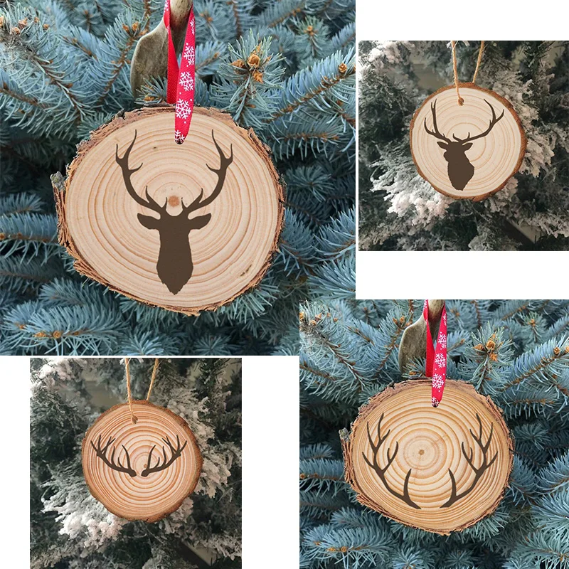 

Personalized Christmas Ornament with Reindeer Laser Cut Custom Wood Handmade Wooden Hanging Tree Decor Deer Wood Ornaments