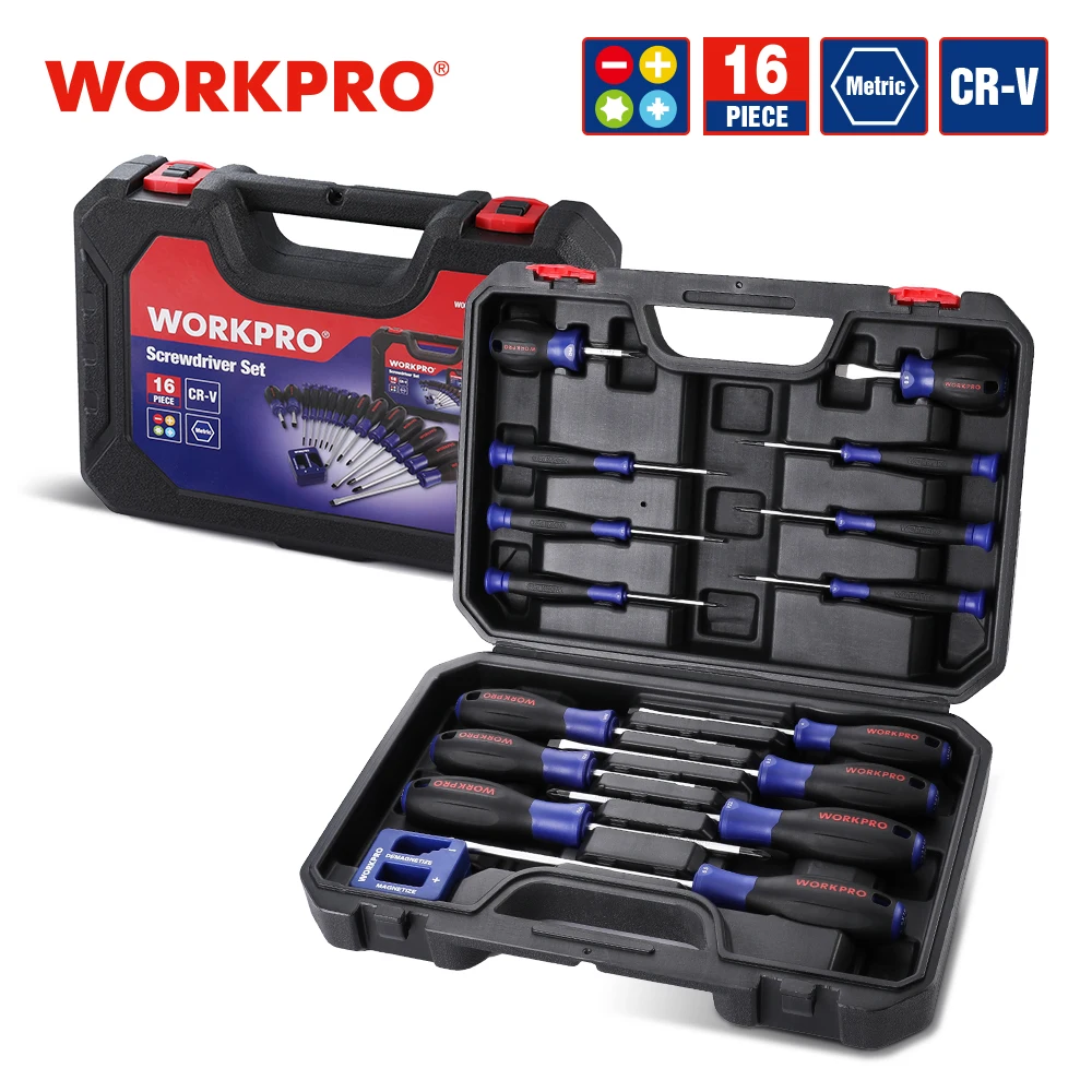 WORKPRO 16-37PC CR-V Screwdriver Set With Magnetic Tips Home Tool Set Precision Screwdrivers for Phone Screw Driver