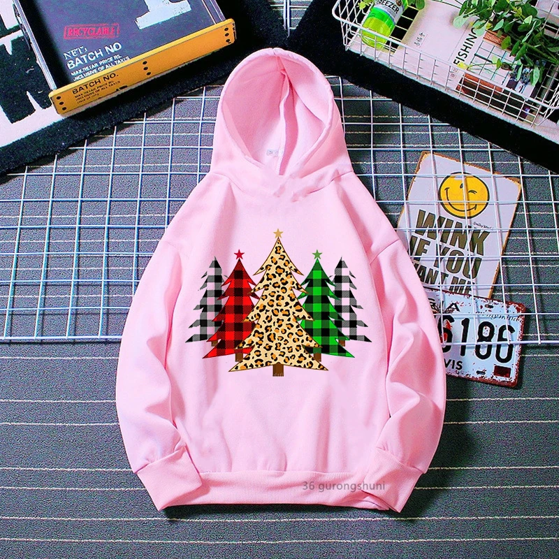 Sudaderas con capucha Kawaii para niñas, ropa con estampado de dibujos animados de Navidad para niños, regalo de Navidad, sudadera rosa para niños, tops al por mayor