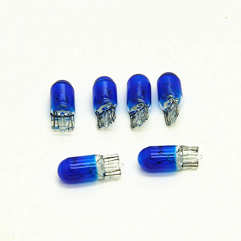 100pcs T10 W5W 501 194 BLUE CLEAR Glass Car Signal Lamp 12V5W Auto Miniature Bulb W2.1x9.5d Wedge Single Filament - Image 2