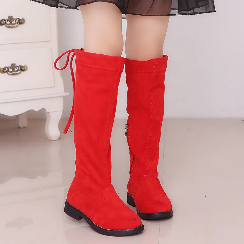 New Girls Boots Black Red High Boots For Kids Girls Fashion Winter Boots Children Warm Winter Shoes Girls Boots B229