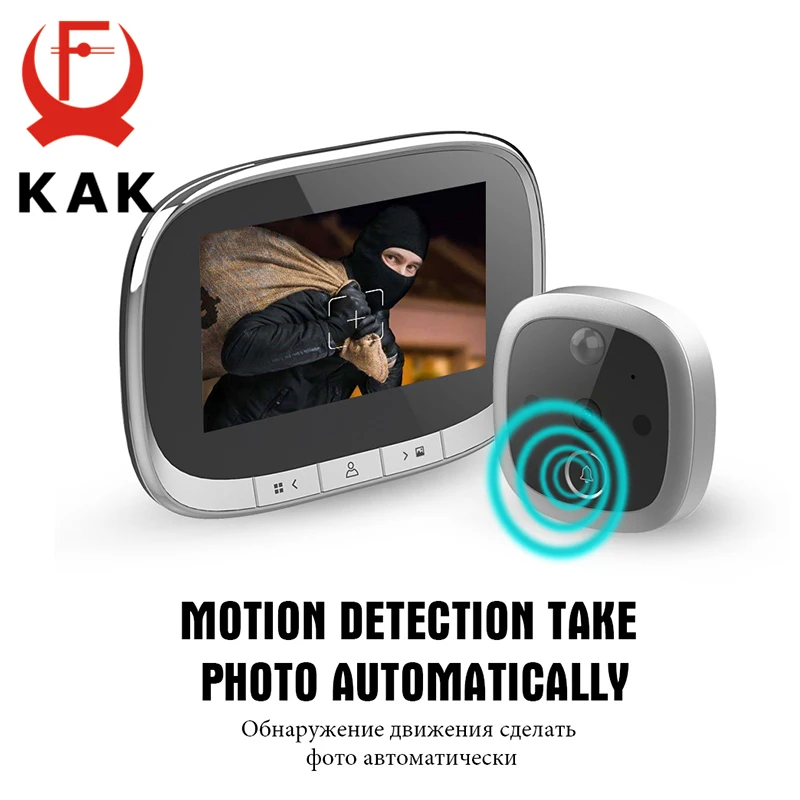 Imagem -04 - Kak-ir Eletrônico Porta Viewer Bell ir Night Câmera Gravação de Vídeo Smart Peephole Campainha 43