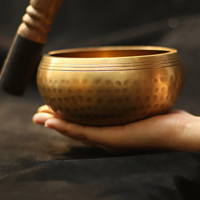 1 Set Nepal Tibetan Buddhist Bowl Handmade Singing Bowl Set Cushion Mallet Meditation