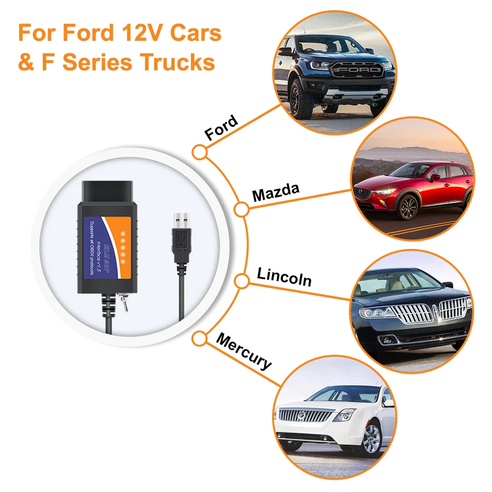 ELM327 USB FTDI مع قارئ رمز التبديل الماسح الضوئي FORscan ELMconfig HS CAN و MS CAN car elm327 obd2 v1.5 BT elm 327 wifi