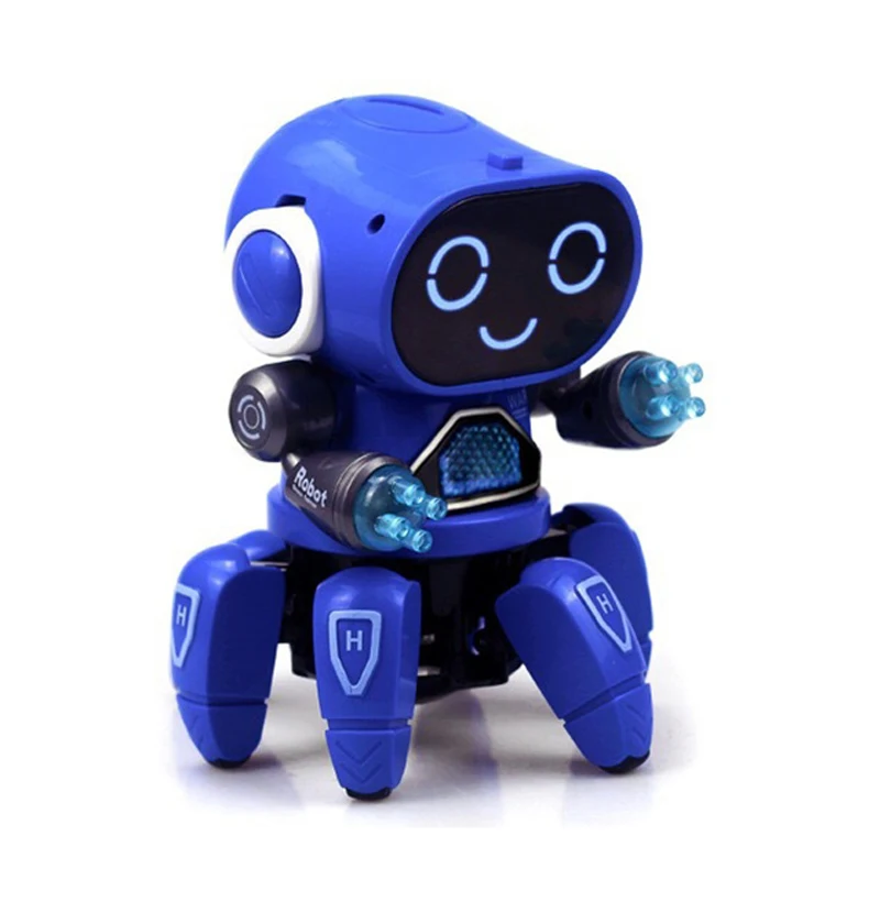 LED intelligent dance robot electronic six claw dance robot contains music robot toys as the children 's birthday gifts