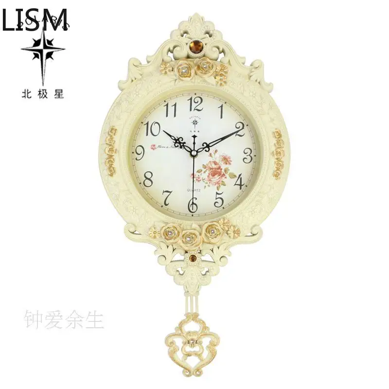 

Vintage Round Wall Clock for Living Room, Retro Antique Pendulum, Home Decoratiobn Modern Design Wall Watches