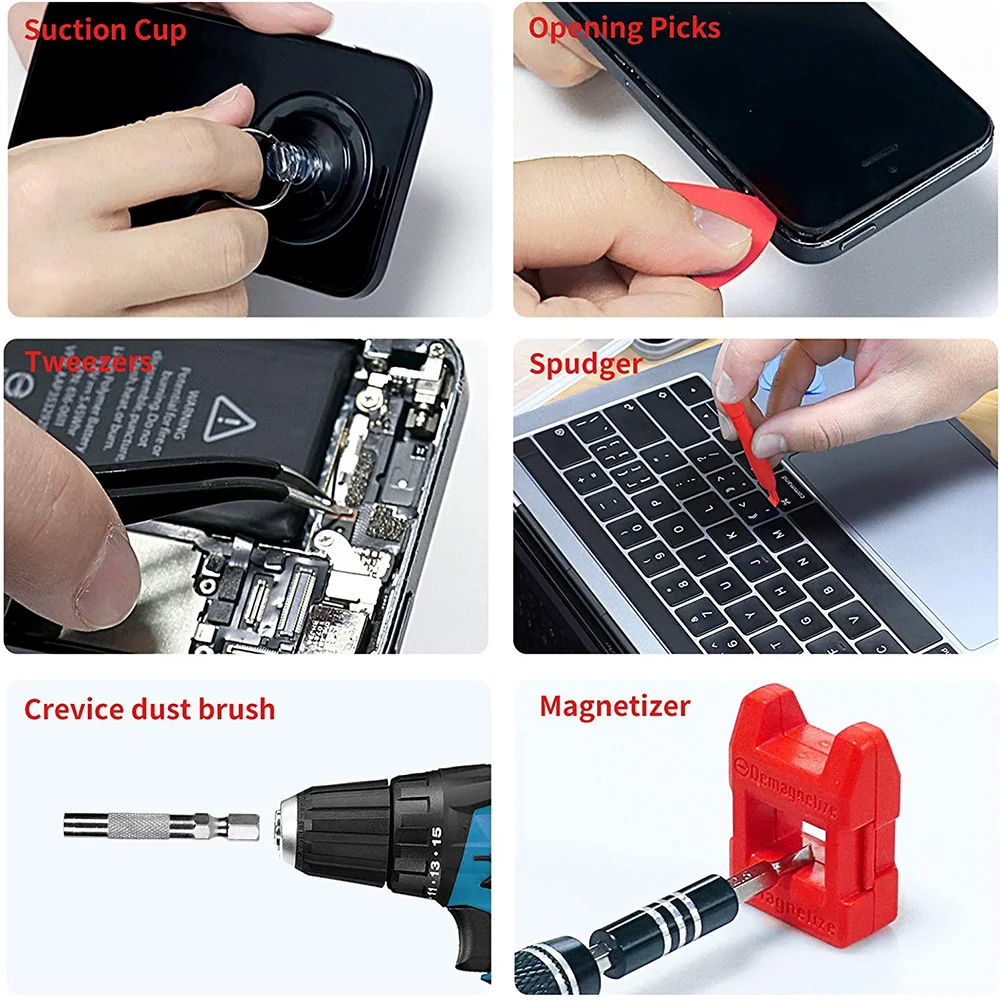 Imagem -05 - Conjuntos de Chave de Fenda de Precisão Kit de Reparo de Computador com Mini Chave e Removedor de Parafuso para Tablets Relógios Iphones 117 130 138 em