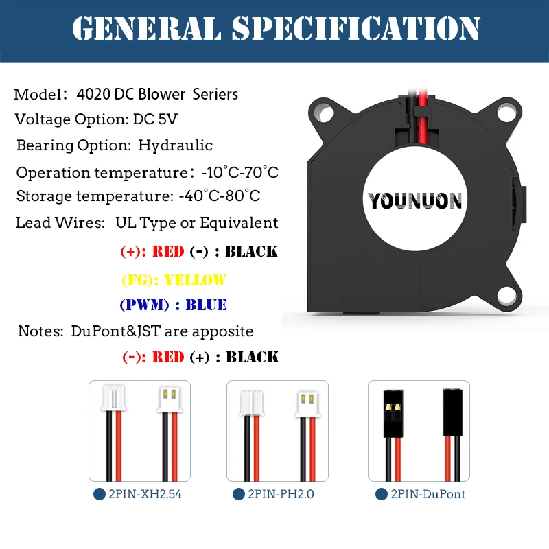 2PCS 3D printer fan 40mm 4020 Turbo blower 24V 12V 5V Double ball sleeve Cooling fans 40x40x20mm for 3D printer cooler