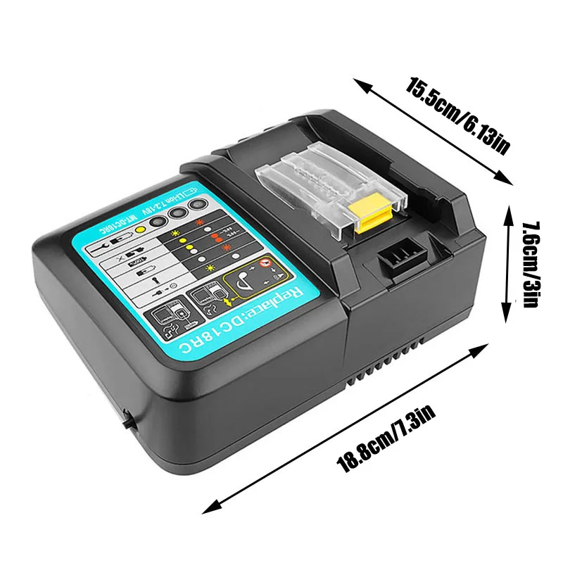 Battery Charger For Makita 14.4V 18V battery BL1830 Bl1430 DC18RC DC18RA EU Plug 3A 1A charger can choose