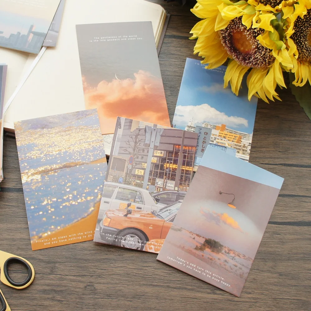 15pcs The Most Beautiful Time of The Day Is Sunset Design Post Card Greeting Cards Gift Card Party Invitation Scrapbooking Use