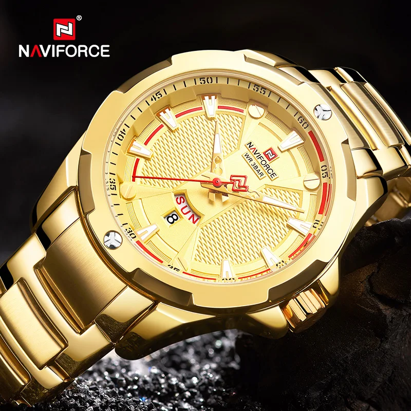 NAVIFORCE Top Luxury Watch Gold Sport Watches For Men Military Quartz Wristwatch Casual Waterproof Clock Male Relogios Masculino