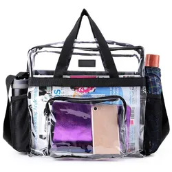 Women PVC Shoulder Gym Clear Bag Unisex Casual Transparent Handbag Travel Large Capacity Crossbody Satchel Purse Messenger Tote