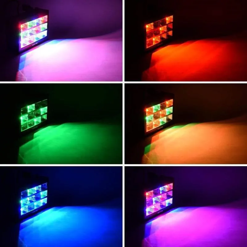 Lampu strobo Mini warna-warni 20W, lampu proyektor Laser pencahayaan panggung efek Flash kontrol suara lampu pesta disko DJ LED RGB 12 buah