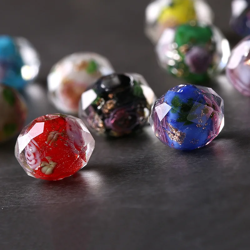 10pcs Japanese Murano Transparent Glass Lampwork Beads 10*8mm Flower Round Faceted Beads for Jewelry Making Women Diy Bracelet