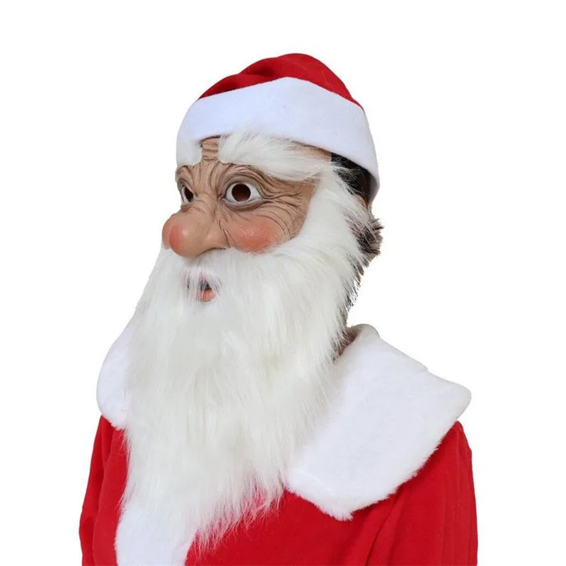 Hot New Merry Christmas Santa Claus Latex Mask Outdoor Ornamen Cute Santa Claus Costume Masquerade Wig Beard Dress up Xmas Party