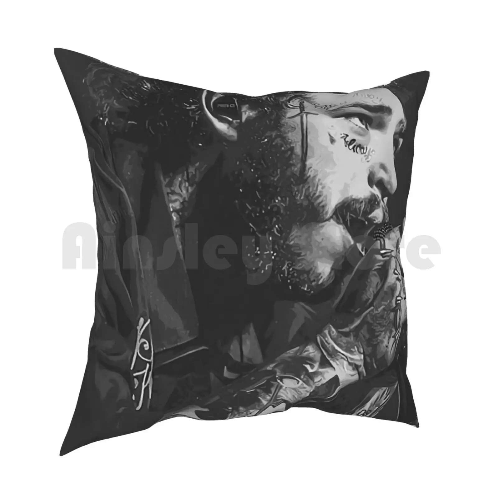 Scrimout Malone Looks Pillow Case Printed Home Soft Throw Pillow Funny Hiphop Country Post Handsome Teen Music Young