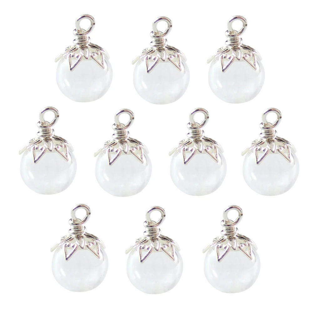 6PCS Mini Empty Clear Glass Globe Hollow Glass Ball Glass vials Pendant Charms pendants DIY Necklace Accessories